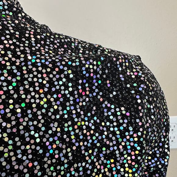 Alexia Admor Rainbow Sequin Mini Dress Size 10 Bodycon Long Sleeve Ruched $295 - Picture 10 of 12